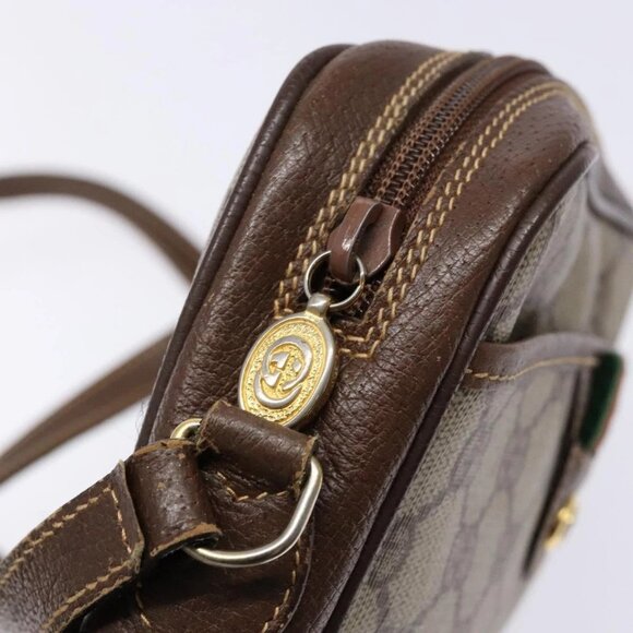 GUCCI GG Supreme Web Sherry Line Bag PVC Beige Gold - Picture 8 of 16